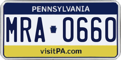 PA license plate MRA0660