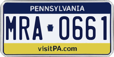 PA license plate MRA0661