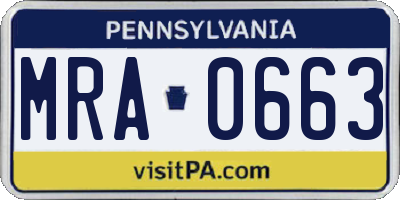 PA license plate MRA0663