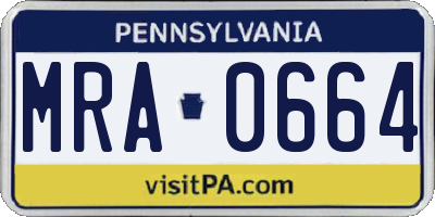 PA license plate MRA0664