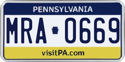 PA license plate MRA0669