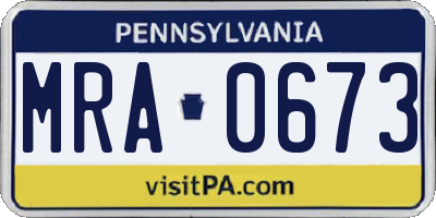 PA license plate MRA0673