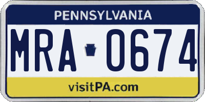 PA license plate MRA0674
