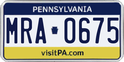 PA license plate MRA0675