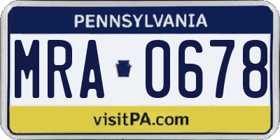 PA license plate MRA0678