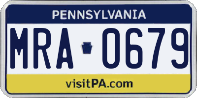 PA license plate MRA0679