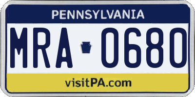 PA license plate MRA0680