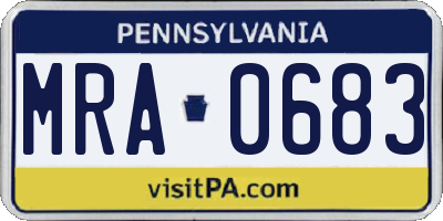 PA license plate MRA0683