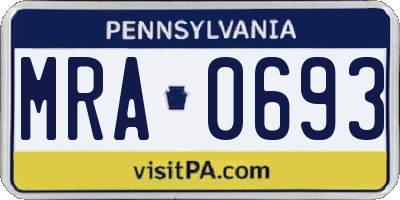 PA license plate MRA0693