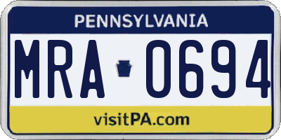 PA license plate MRA0694