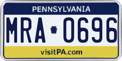 PA license plate MRA0696