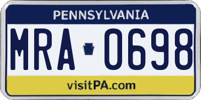 PA license plate MRA0698