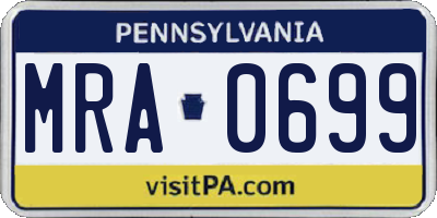 PA license plate MRA0699