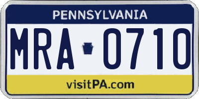 PA license plate MRA0710