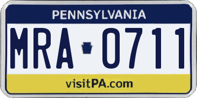 PA license plate MRA0711