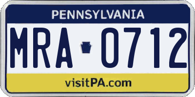 PA license plate MRA0712