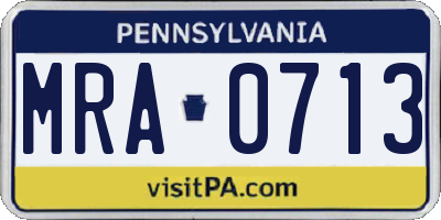 PA license plate MRA0713