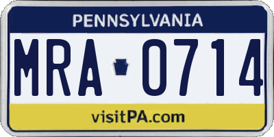 PA license plate MRA0714