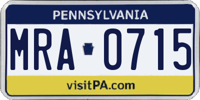 PA license plate MRA0715