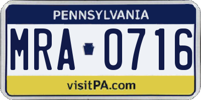 PA license plate MRA0716