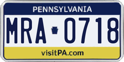 PA license plate MRA0718