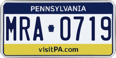 PA license plate MRA0719
