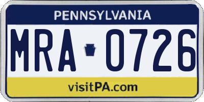PA license plate MRA0726