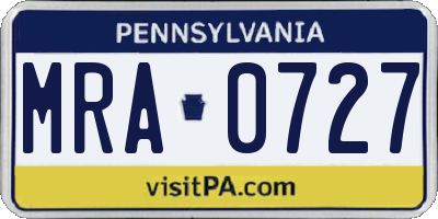 PA license plate MRA0727