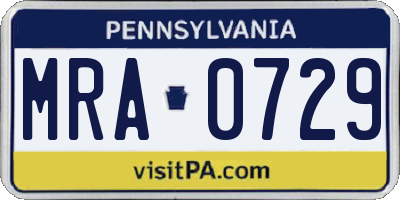 PA license plate MRA0729