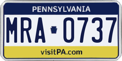 PA license plate MRA0737
