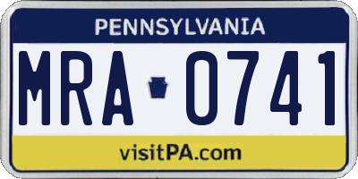 PA license plate MRA0741