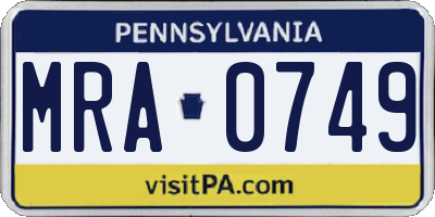 PA license plate MRA0749