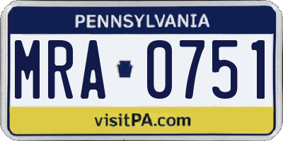 PA license plate MRA0751