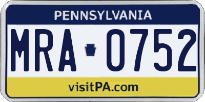 PA license plate MRA0752