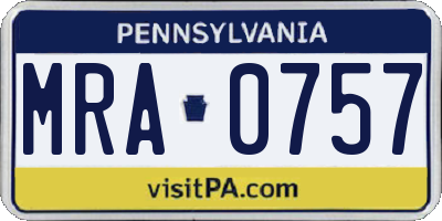 PA license plate MRA0757