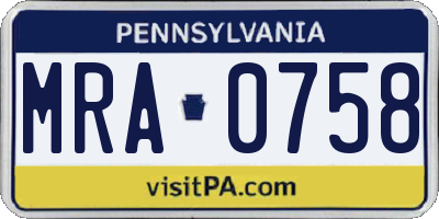 PA license plate MRA0758