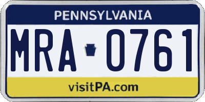 PA license plate MRA0761
