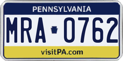 PA license plate MRA0762