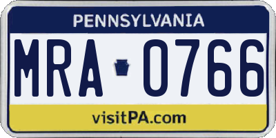 PA license plate MRA0766