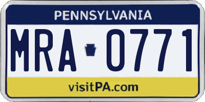 PA license plate MRA0771