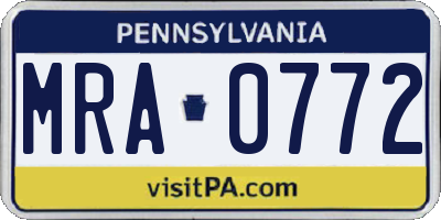 PA license plate MRA0772