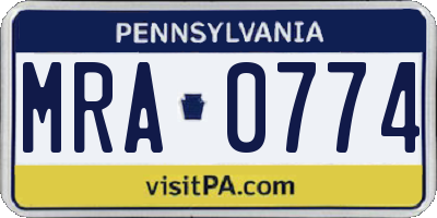 PA license plate MRA0774