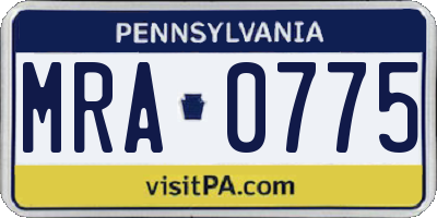 PA license plate MRA0775