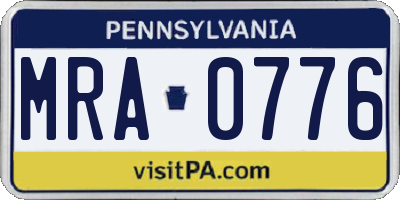 PA license plate MRA0776