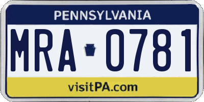 PA license plate MRA0781