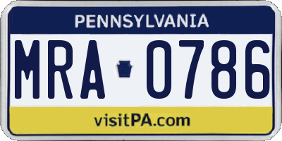 PA license plate MRA0786