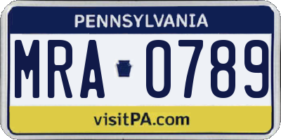 PA license plate MRA0789