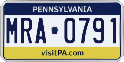 PA license plate MRA0791
