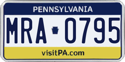 PA license plate MRA0795
