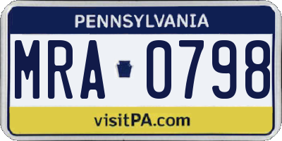 PA license plate MRA0798
